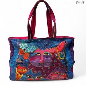 Laurel Burch Colorful Cat Design Tote